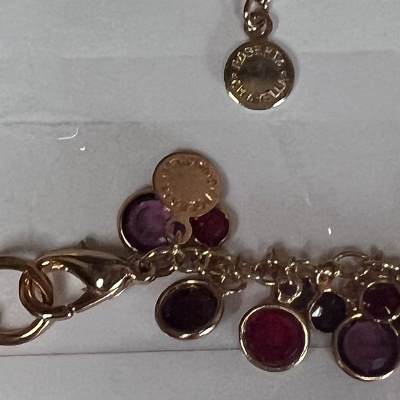 Roberta Chiarella Swarovski Red Purple Stone Gold Tone Necklace & Bracelet Set - Picture 4 of 5